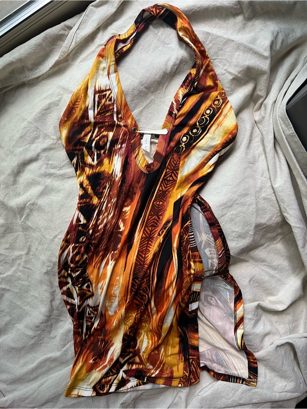 Women’s Halter Dress in Amber Brown Print